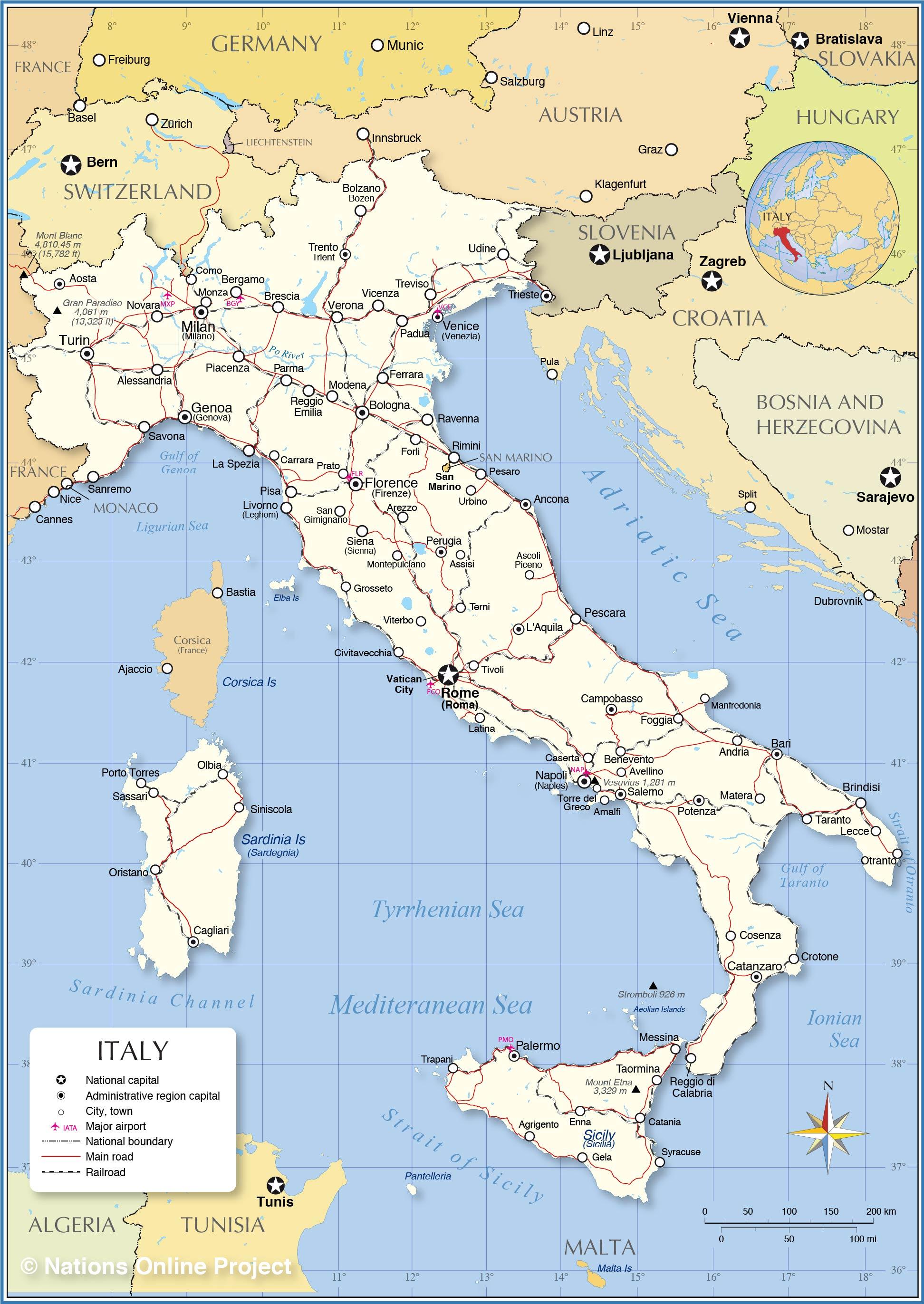 Рим карта Италии - Риме и Италии карте (Лацио - Италия)