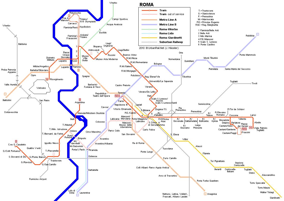 Карта метро рима на русском