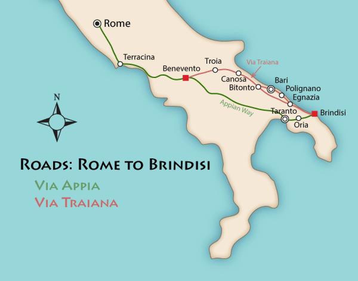 Аппиева дорога в Италии карта
