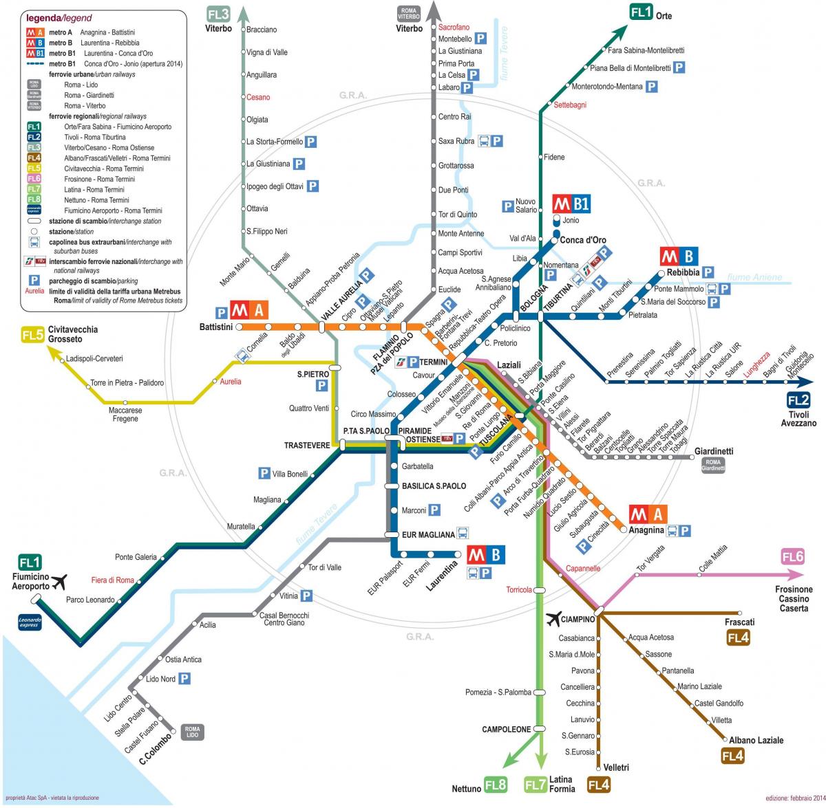 Карта Рима железнодорожный