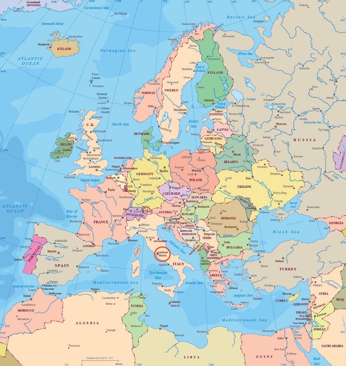 Рим на карте Европы