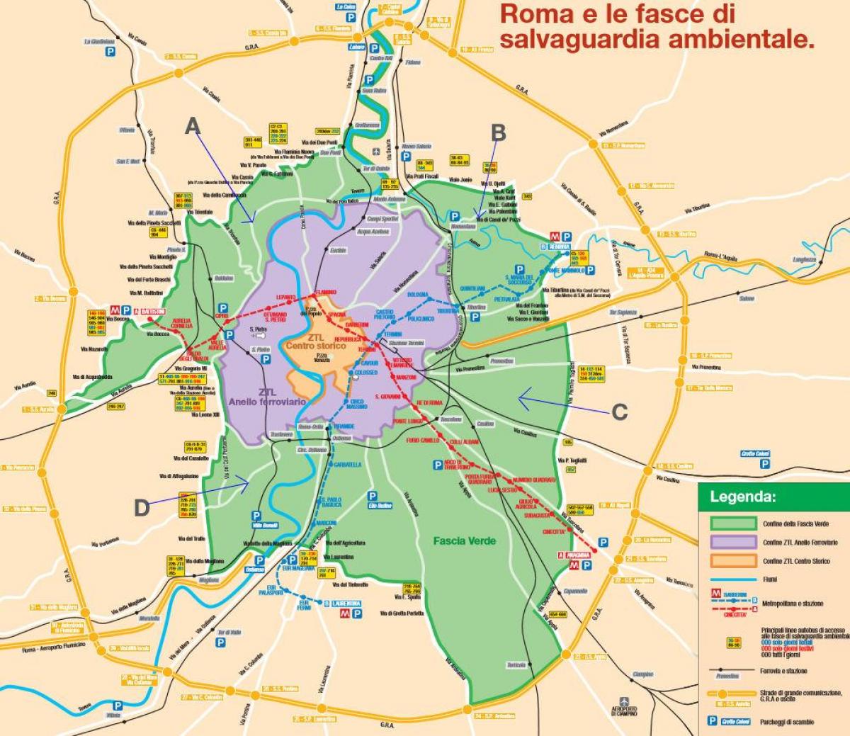 Карта Рима парковка