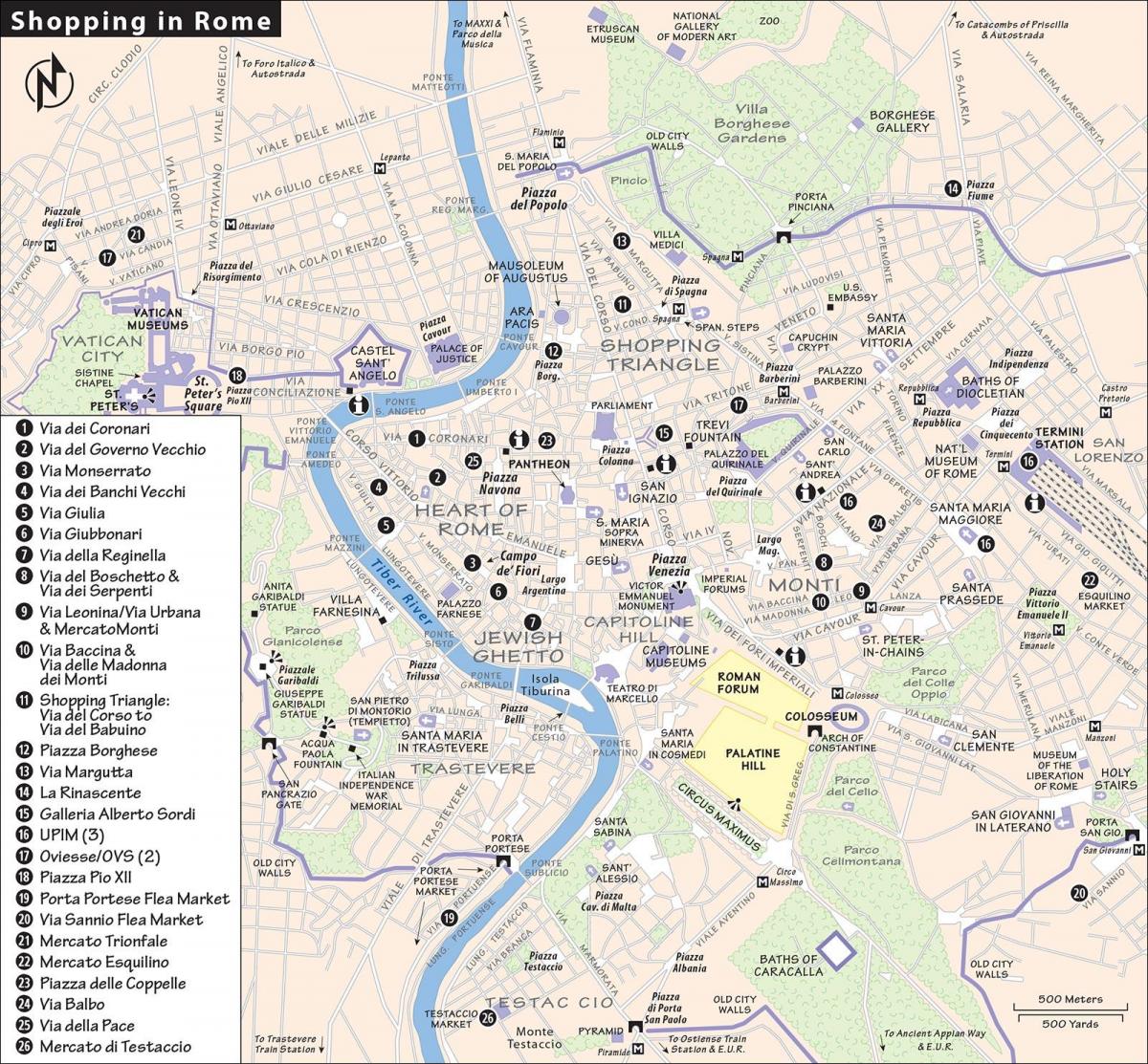 Карта Рима-магазины