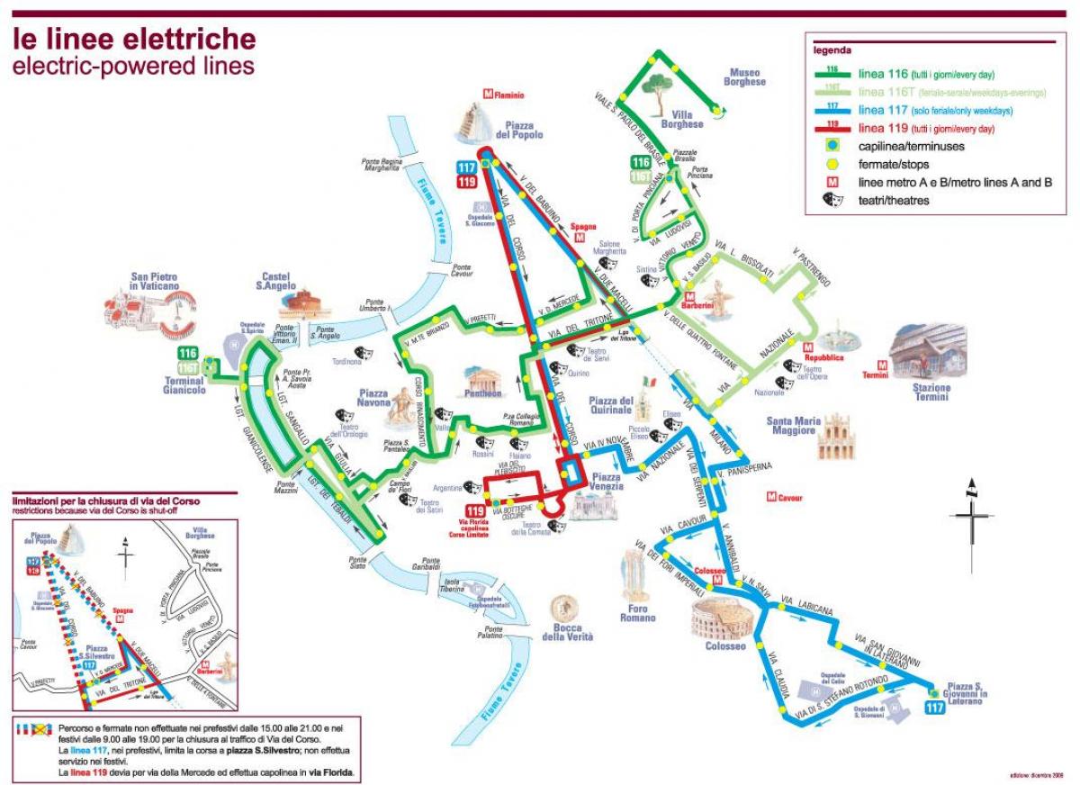 Карта Рима электрический автобус 