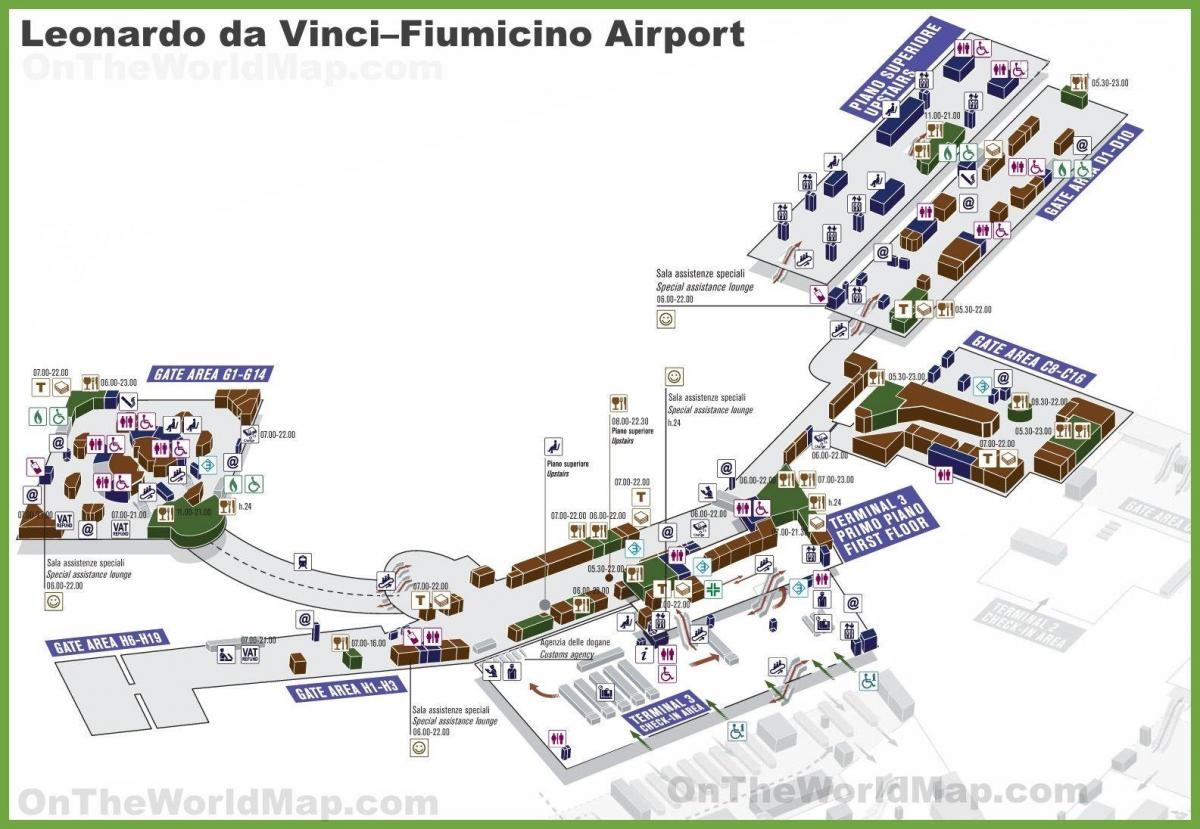 Леонардо да Винчи аэропорта Фьюмичино карте