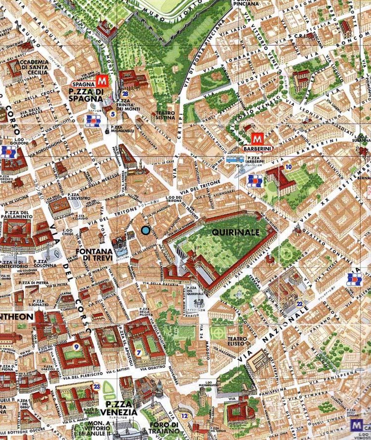 Карта фонтана Треви в Риме 