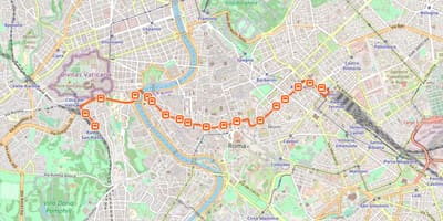 Карта Рима на автобусе 64 маршрута