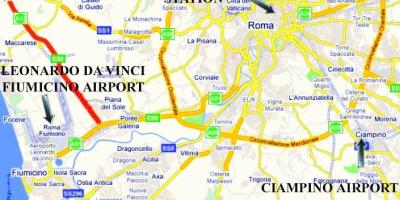 Карта Рима показывает аэропортов