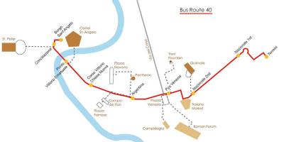 Карта Рима на автобусе 40 маршрута