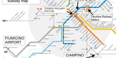 Карта Рима до аэропорта и железнодорожного вокзала